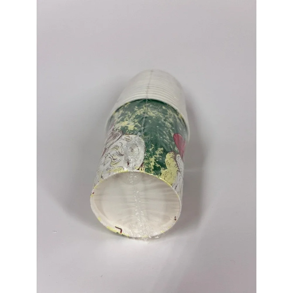 Vintage 90s Party House Santa Paper Cups 16 Count 9oz Green Marble 1993 KARA